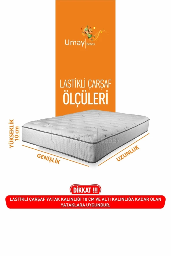 Umaybebek Kapitoneli, Lastikli, Yatak Koruyucu Lastikli Çarşaf - %100 Pamuk - Sarı- - 3