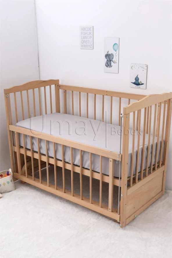 Umaybebek Bebek Nevresim Takımı, Çarşaf - %100 Pamuk-Gri Yıldız - 3