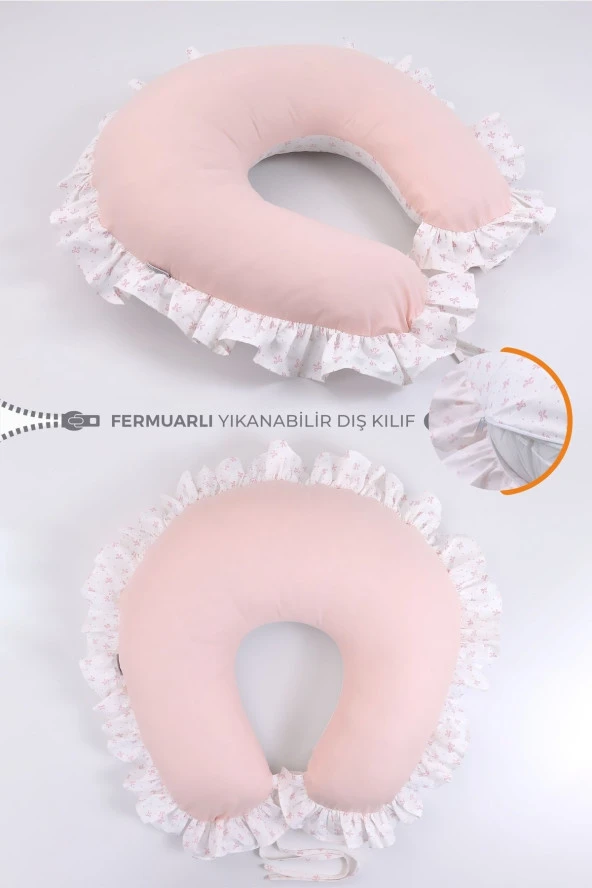 Umaybebek Emzirme Yastığı Minderi - %100 Pamuk - Prenses Fırfırlı-