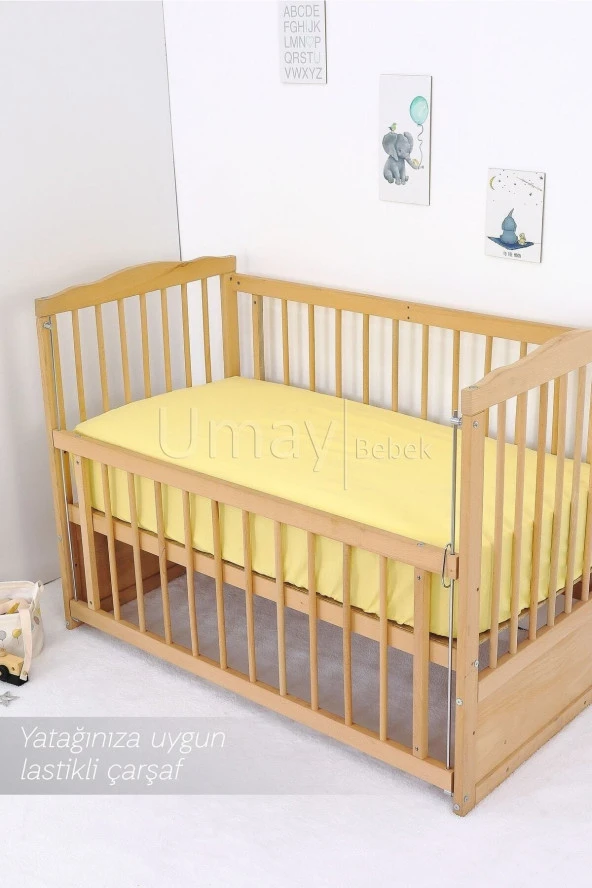 Umaybebek Bebek Nevresim Takımı, Çarşaf - %100 Pamuk-Sarı Kelebek - 3