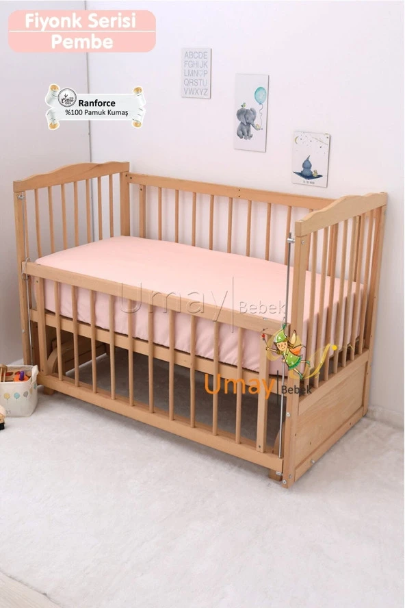 Umaybebek Bebek Nevresim Takımı, Çarşaf - %100 Pamuk-Bebe Pembe - 2