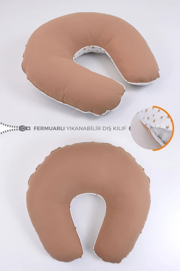 Umaybebek Emzirme Yastığı Minderi - %100 Pamuk - Kahve-