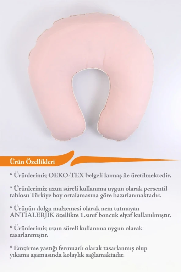 Umaybebek Emzirme Yastığı Minderi - %100 Pamuk - Bebepembe- - 3