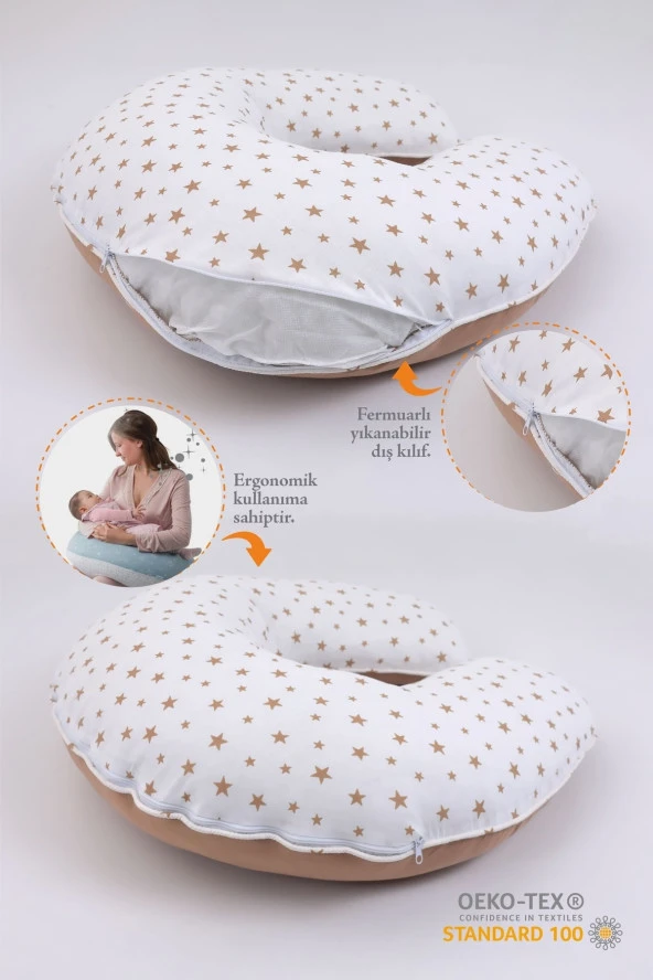 Umaybebek Emzirme Yastığı Minderi - %100 Pamuk - Kahve- - 2