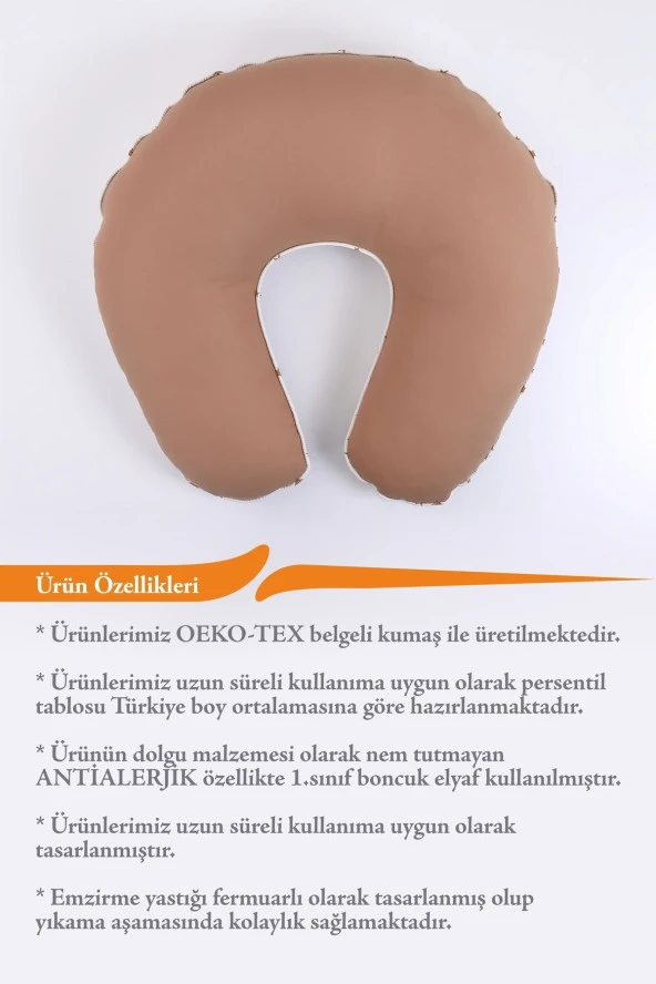 Umaybebek Emzirme Yastığı Minderi - %100 Pamuk - Kahve- - 3