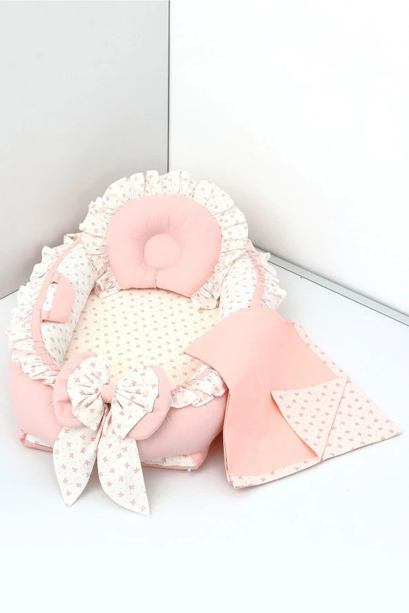 Umaybebek 3 Parça - Bebek Uyku Yatağı, Baş Yastık, Bebek Pikesi 0-2 Yaş - %100 Pamuk-Prenses Fırfırlı ürün görseli 1