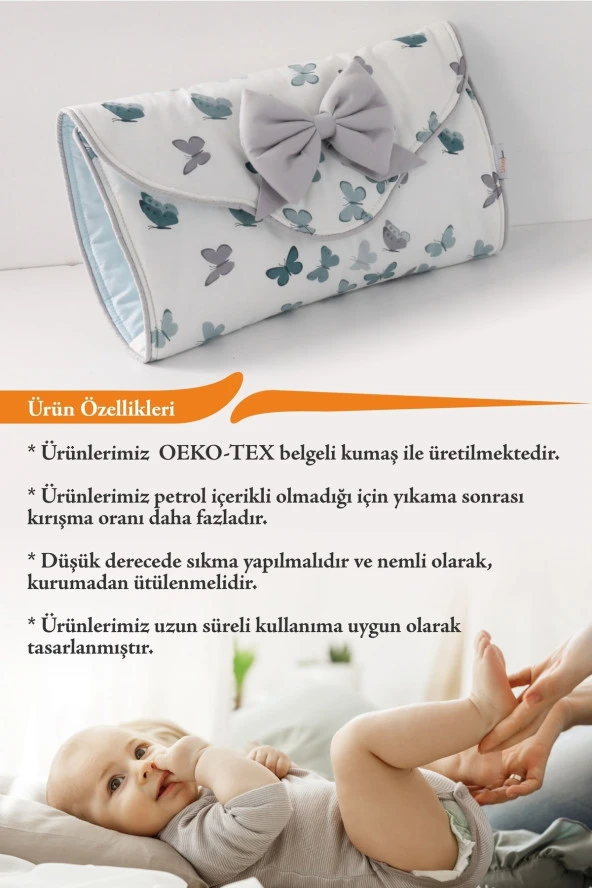 Umaybebek Alt Açma Minderi - Çantalı - Yeşil Kelebek- - 3