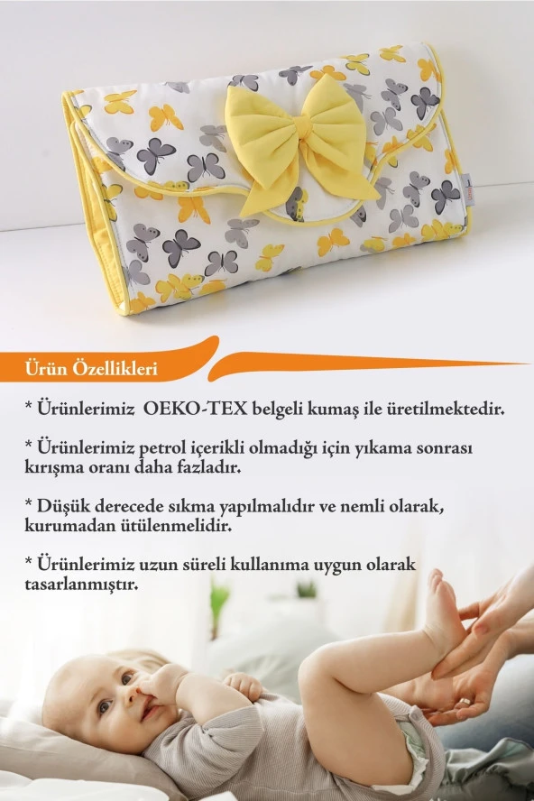 Umaybebek Alt Açma Minderi - Çantalı - Sarı Kelebek- - 3