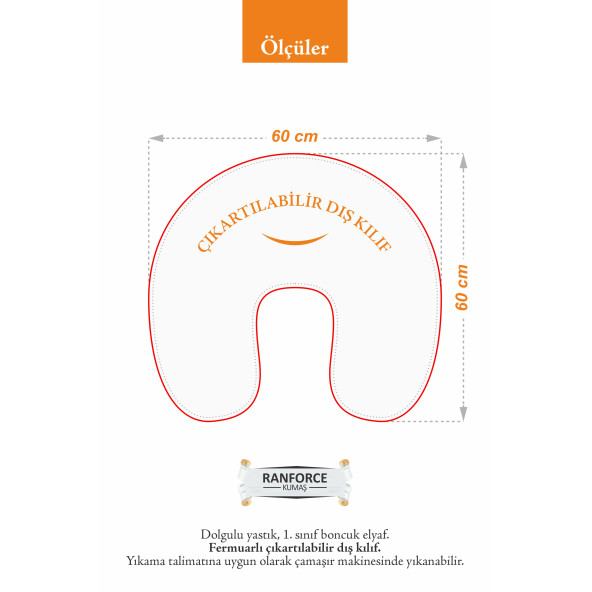 Umaybebek Emzirme Yastığı, Emzirme Önlüğü Set - Pamuklu Kumaş - Gri Kedi- - 4