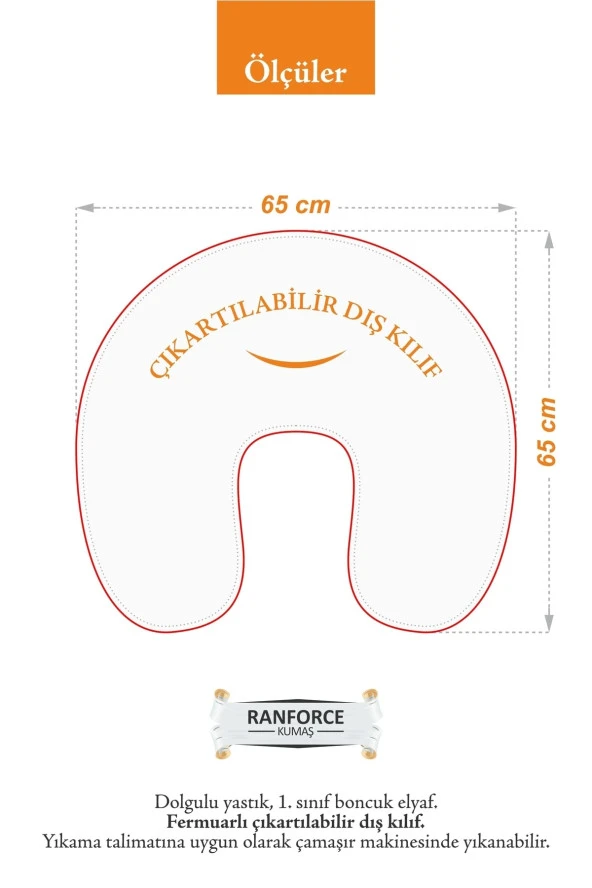 Umaybebek Emzirme Yastığı, Emzirme Önlüğü Set - Pamuklu Kumaş - Prenses Fırfırlı- - 4