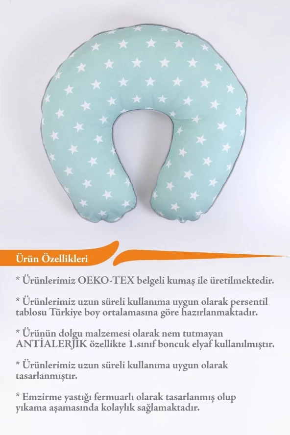 Umaybebek Emzirme Yastığı, Emzirme Önlüğü Set - Pamuklu Kumaş - Yeşil Gri- - 3