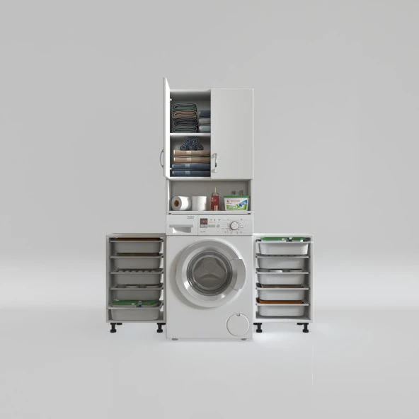 Kenzlife çamaşır makinesi dolabı sinemsepetduble byz 05 li banyo arkalıksız kurutma bulaşık - Resim 2