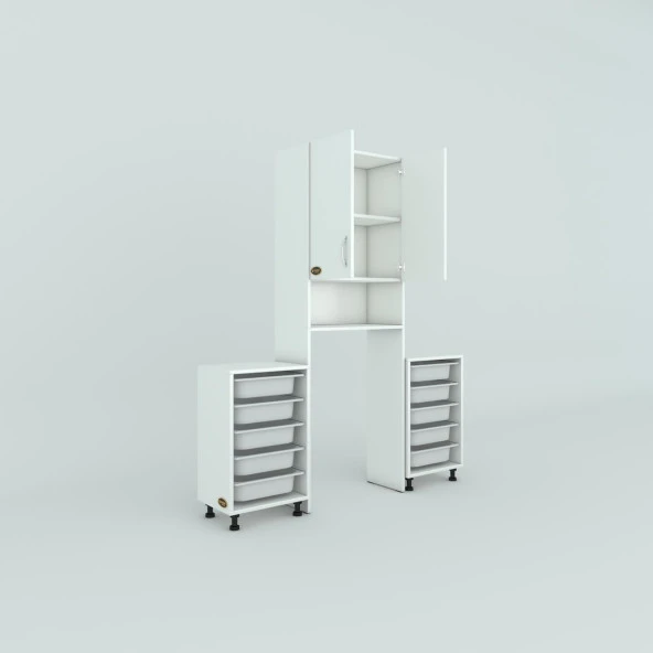 Kenzlife çamaşır makinesi dolabı sinemsepetduble byz 05 li banyo arkalıksız kurutma bulaşık - Resim 3