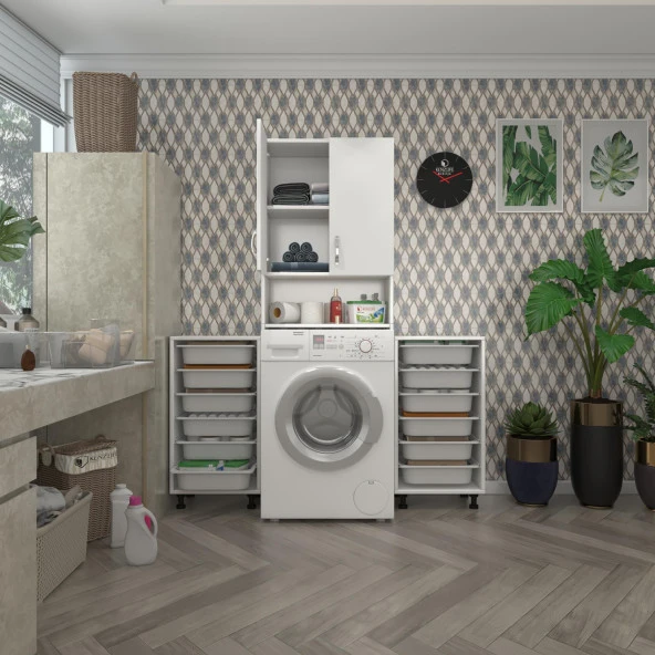 Kenzlife çamaşır makinesi dolabı sinemsepetduble byz 06 lı banyo arkalıksız kurutma bulaşık ürün görseli