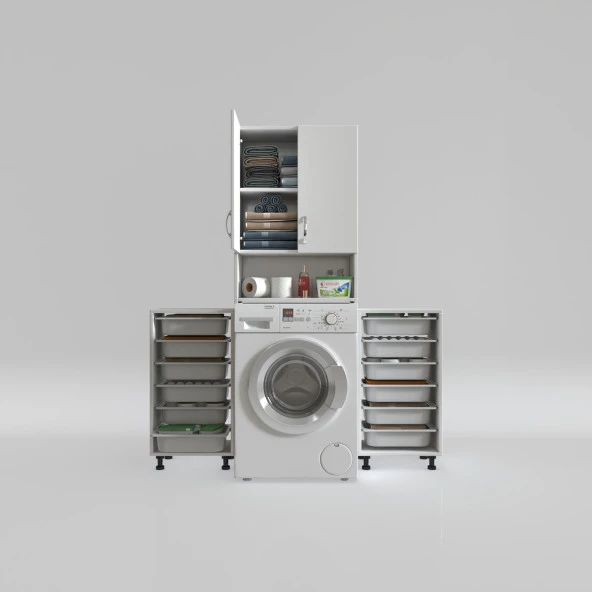 Kenzlife çamaşır makinesi dolabı sinemsepetduble byz 06 lı banyo arkalıksız kurutma bulaşık - Resim 2