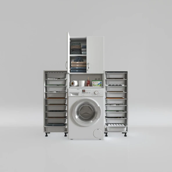 Kenzlife çamaşır makinesi dolabı sinemsepetduble byz 09 lu banyo arkalıksız kurutma bulaşık - Resim 2