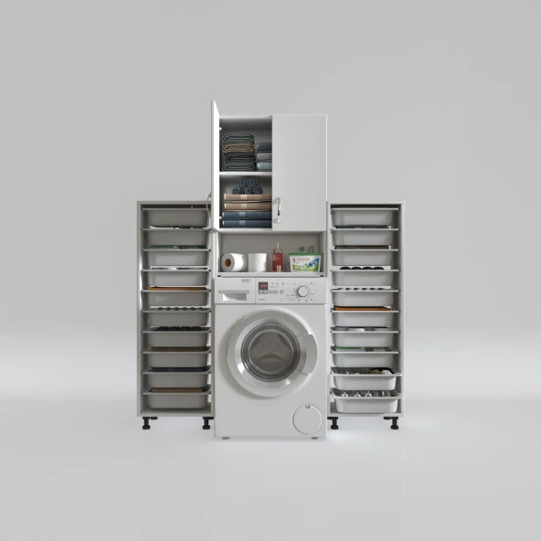 Kenzlife çamaşır makinesi dolabı sinemsepetduble byz 10 lu banyo arkalıksız kurutma bulaşık - Resim 2