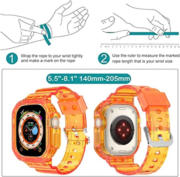 Apple Watch Ultra 1/2/3 49mm Kasa Korumalı Şeffaf Silikon Kordon - Resim 10