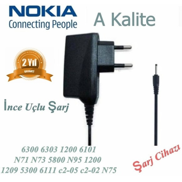 Nokia 6125 ince Uçlu Cep Telefonu Şarj Cihazı Aleti (2 YIL İTHALATÇI Garantili)