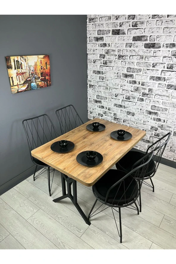 Hey Modüler Mobilya Handan Ceviz Mutfak Yemek Masası 110 cm - 2