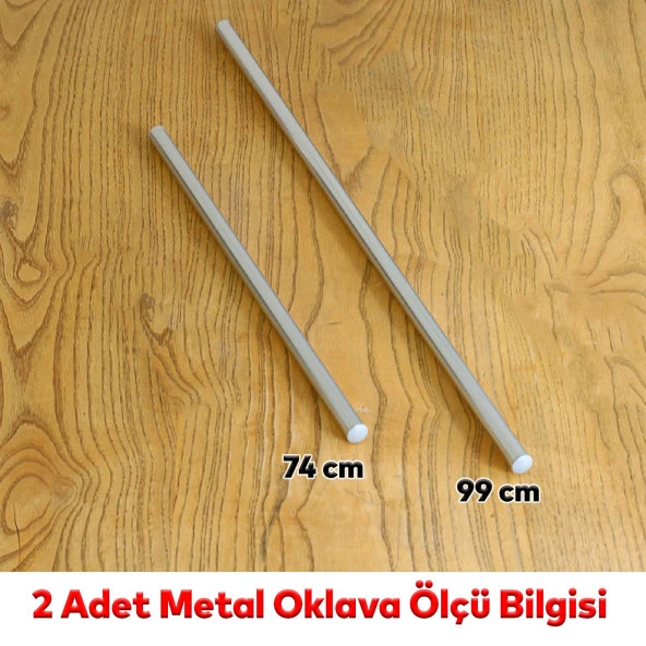 Alüminyum Metal Oklava 2'li Set 99-74 cm Börek Hamur Yufka Açma Silindir Yuvarlak Uzun Kısa Mutfak - 2