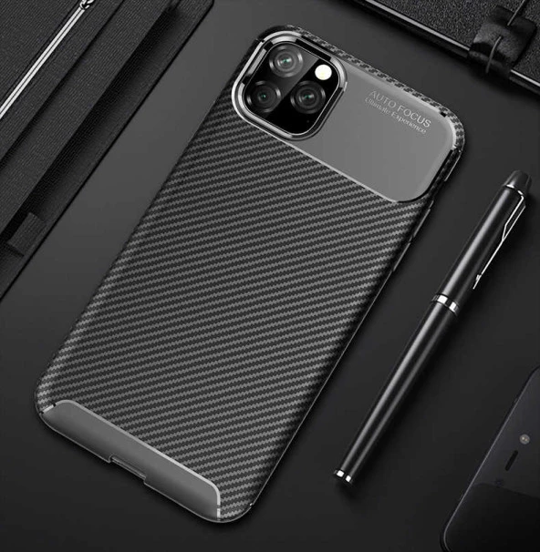 Apple iPhone 11 Pro Max - Kılıf Auto Focus Negro Karbon Silikon Kapak