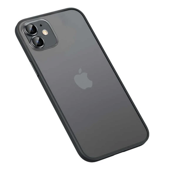 Apple iPhone 12 - Kılıf Arkası Mat Kenarları Renkli Sert Retro Kapak