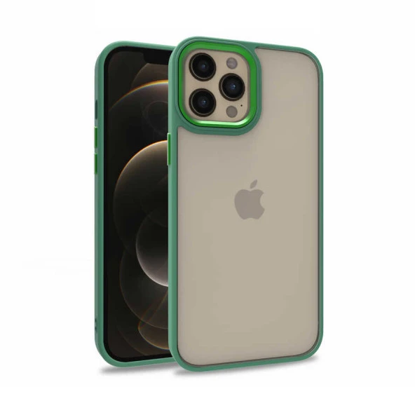 Apple iPhone 12 Pro Max - Kılıf Arkası Şeffaf Kamera Çevresi Parlak Zıt Renkli Flora Kapak