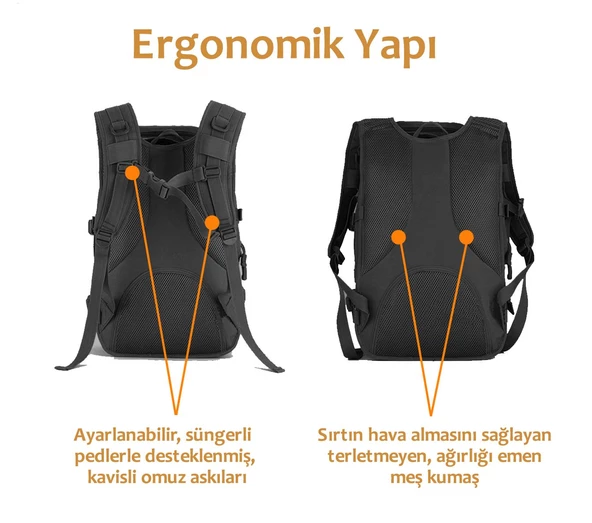 Protector Plus 40L Molle Taktik Çanta (Siyah) - 2