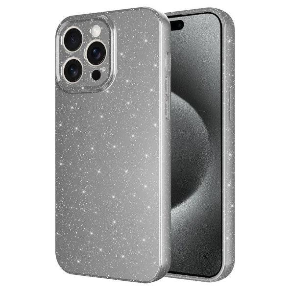 Apple iPhone 15 Pro - Kılıf Simli Kamera Korumalı Koton Kapak