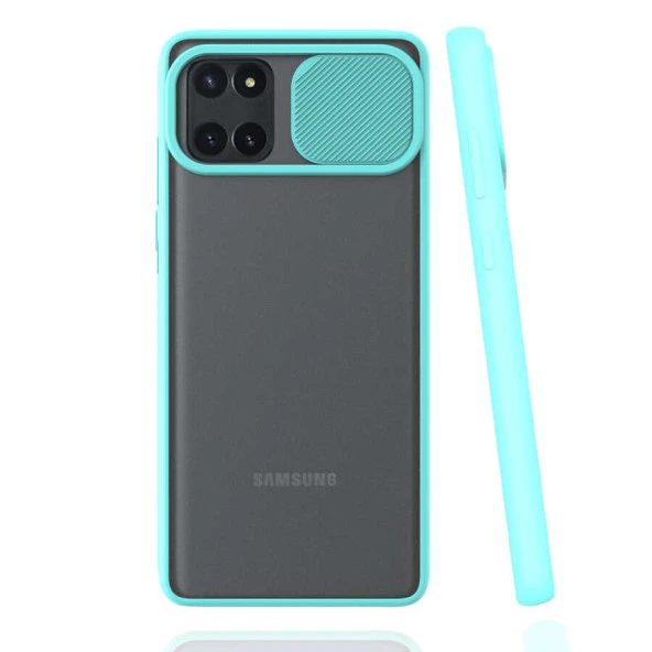 Samsung Galaxy A81 (Note 10 Lite) - Kılıf Slayt Sürgülü Arkası Buzlu Lensi Kapak