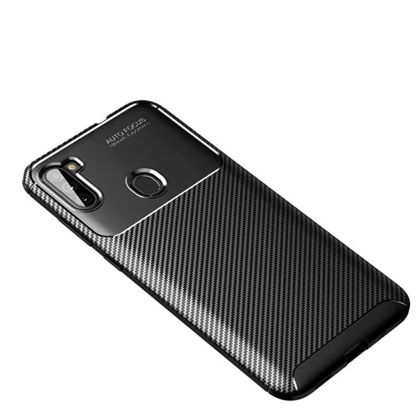 Samsung Galaxy M11 - Kılıf Auto Focus Negro Karbon Silikon Kapak