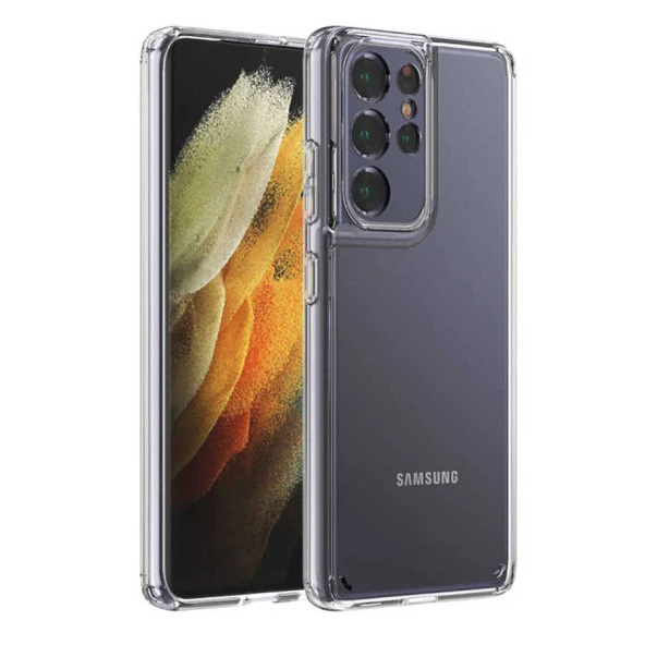 Samsung Galaxy S21 Ultra - Kılıf Sert Cam Gibi Şeffaf Koruyucu Coss Kapak