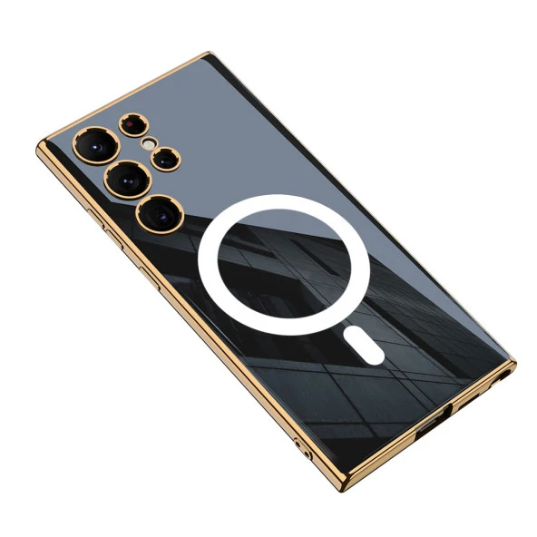 Samsung Galaxy S23 Ultra - Kılıf Kablosuz Şarj Destekli Aynalı Kent Magsafe Kapak