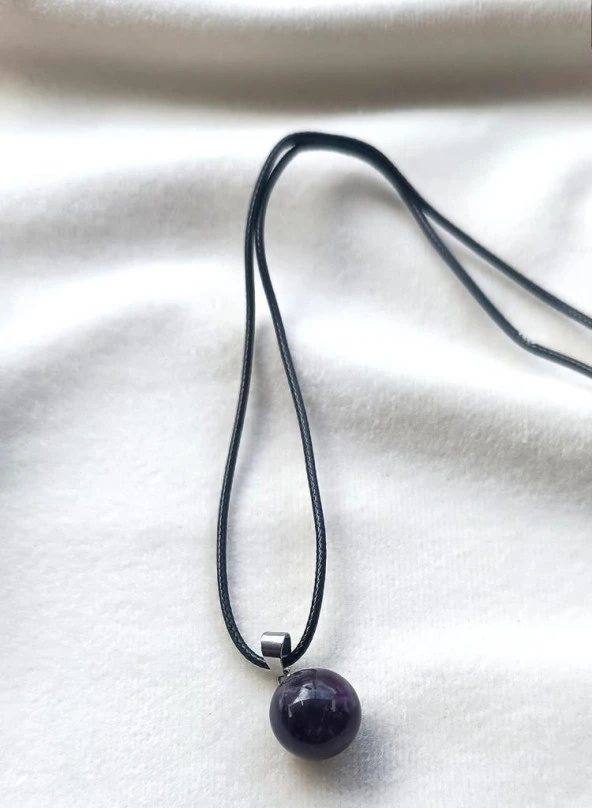 Kolye Gerdanlık Yuvarlak Ametis Doğal Taş Çakra Yoga Reiki Kadın - 3