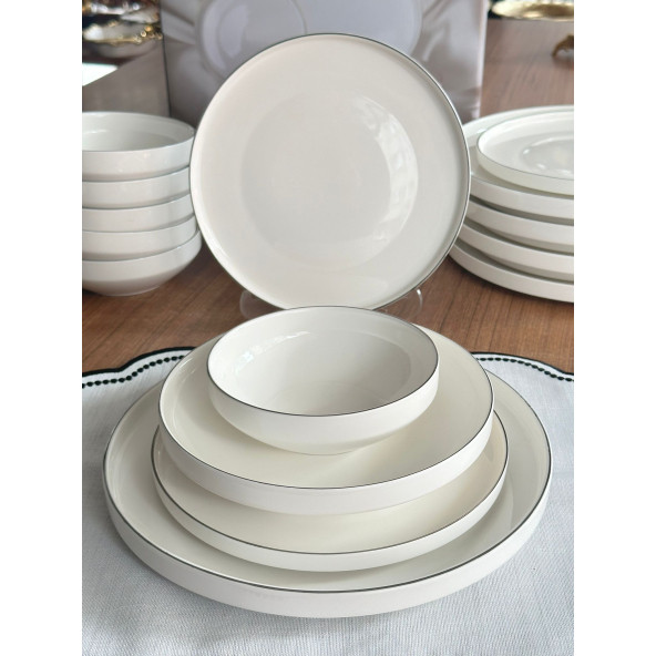 24 Parça 6 Kişilik Modern Gümüş Yemek Takımı