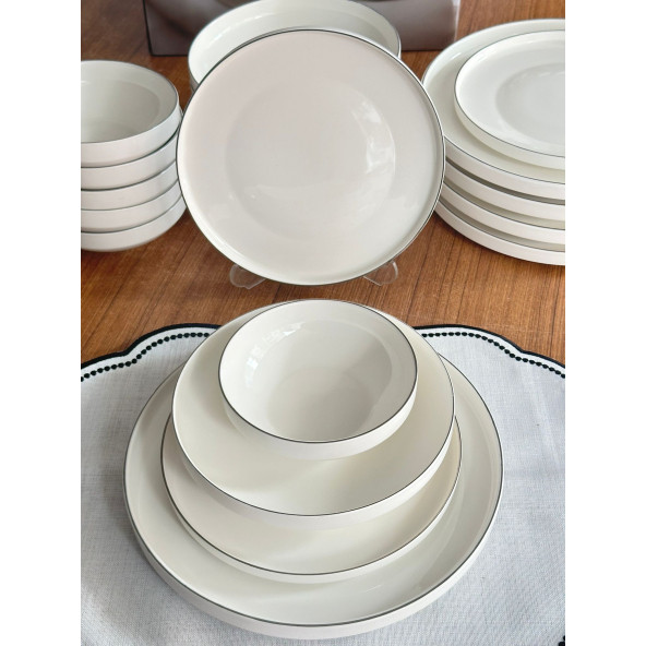 24 Parça 6 Kişilik Modern Gümüş Yemek Takımı - 2