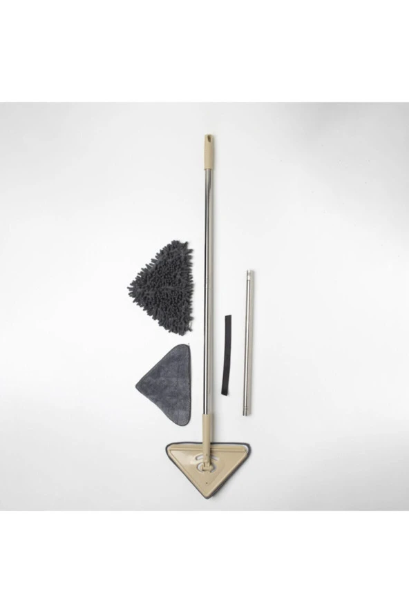 Teleskopik Üçgen Camsil Duvar Yüzey Cam Silme Aparatı Mop Mikrofiber