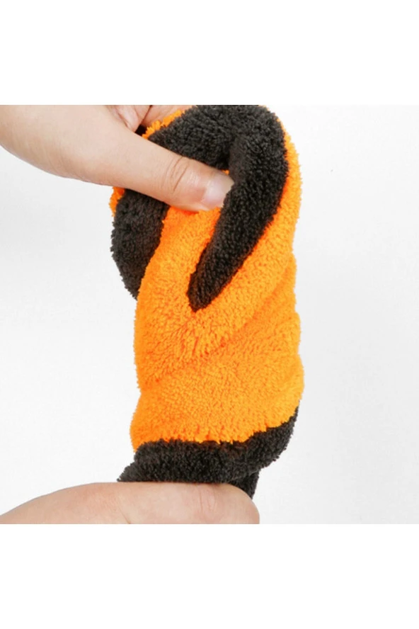 Araba Ve Cam Yıkama Mikrofiber Eldiven Kalın Araba Temizleme Fırça Oto Bakım Çift Yüzlü Eldiven