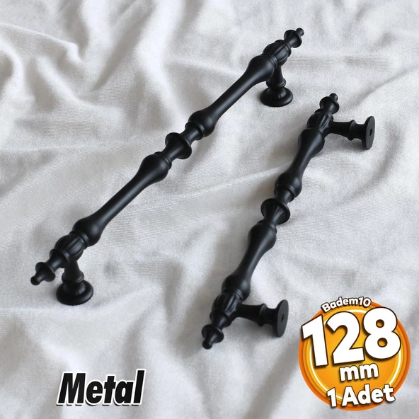 Şehzade Kulp Mobilya Mutfak Dolabı Çekmece Dolap Kulpları Kapak Kulpu Kulbu Siyah 128 mm Metal