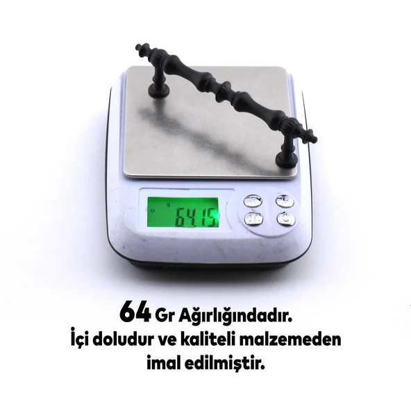 Şehzade Kulp Mobilya Mutfak Dolabı Çekmece Dolap Kulpları Kapak Kulpu Kulbu Siyah 96 mm Metal - 5