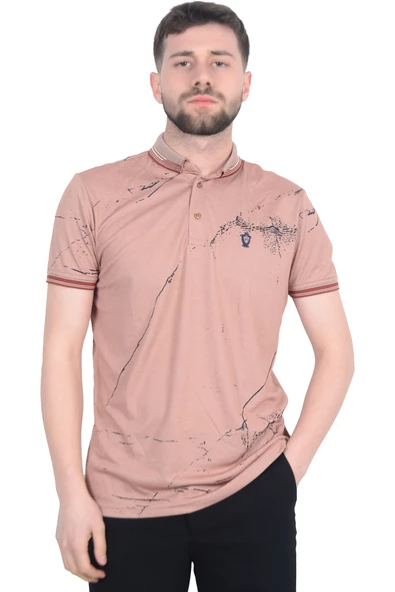 Cengiz İnler Baskı Desenli Erkek Polo Yaka  T-shirt