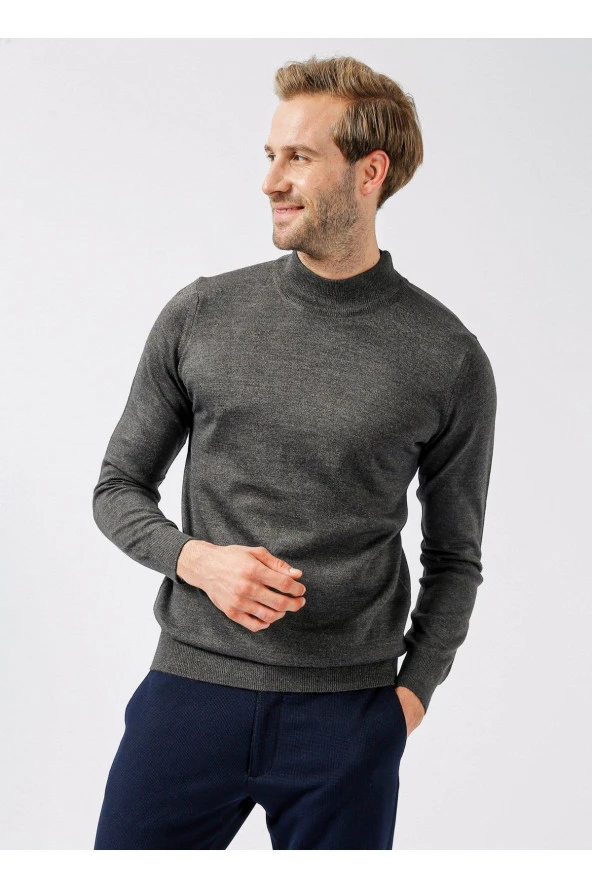 Yarım Balıkçı Yaka Düz Antrasit Erkek Kazak Tr2013700251 - 3