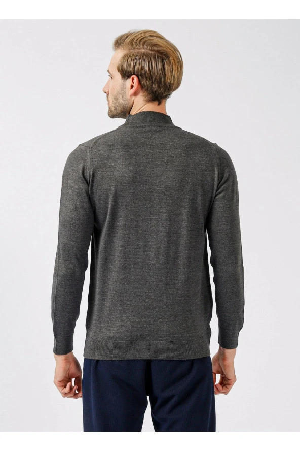 Yarım Balıkçı Yaka Düz Antrasit Erkek Kazak Tr2013700251 - 4