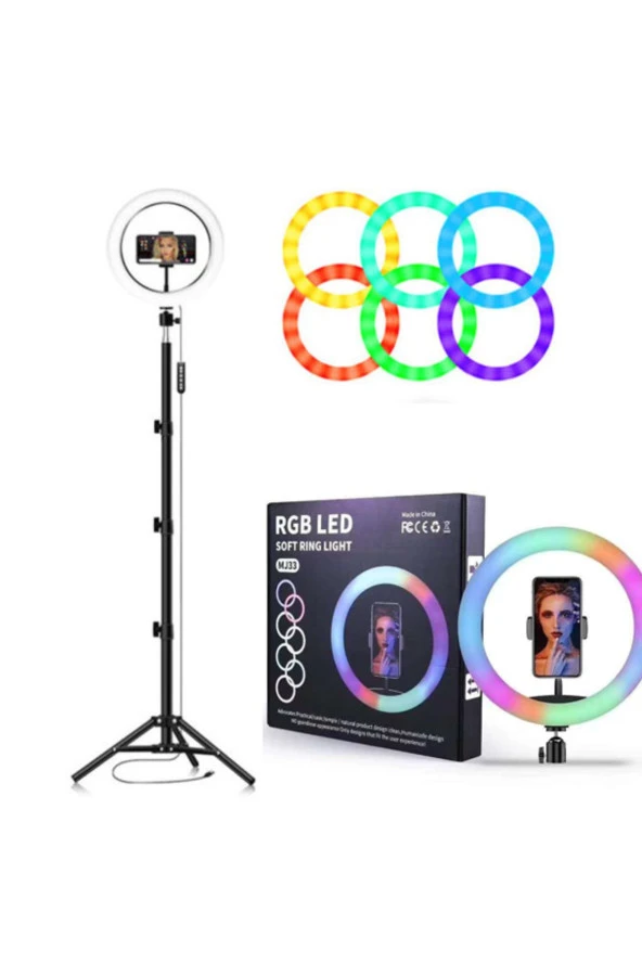 27 CM Rgb LED Soft Ring Light + Trıpod Ayak Telefon Tutucu MJ26