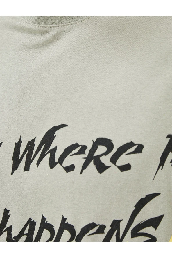 Slogan Baskılı Tişört Relax Fit Bisiklet Yaka Kısa Kollu - Resim 6