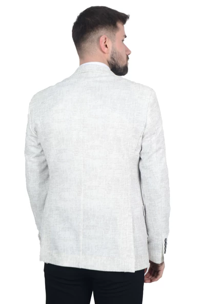 Cengiz İnler Mono Yaka Çift Yırtmaçlı Slimfit Erkek Ceket - 4