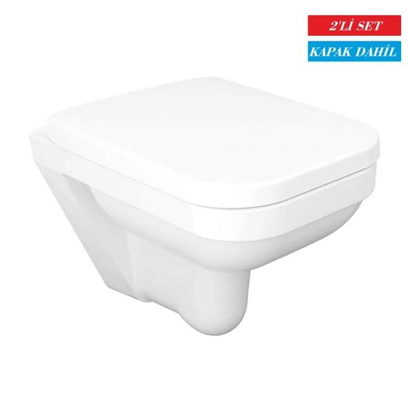 Serel Star Kanalsız Asma Klozet + Serel Pelin Slim Yavaş Kapanan Klozet Kapağı (SA26ODS110H+150400120018) ürün görseli 1