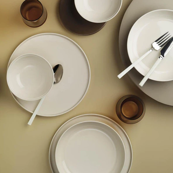 Kütahya Porselen Fit-c 12 Parça 4 Kişilik Stackable Yemek Takımı - Krem - 2