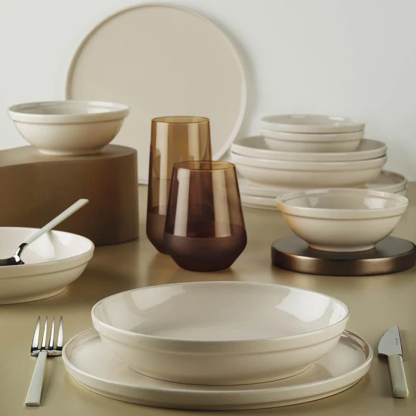 Kütahya Porselen Fit-c 12 Parça 4 Kişilik Stackable Yemek Takımı - Krem - 3